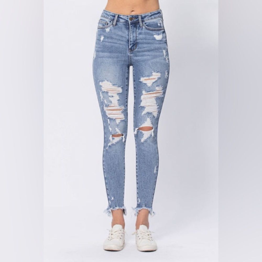 Judy Blue Jeans Women’s 32 Rianna Hi-Rise Skinny Fit‎ Distressed Denim Ankle
